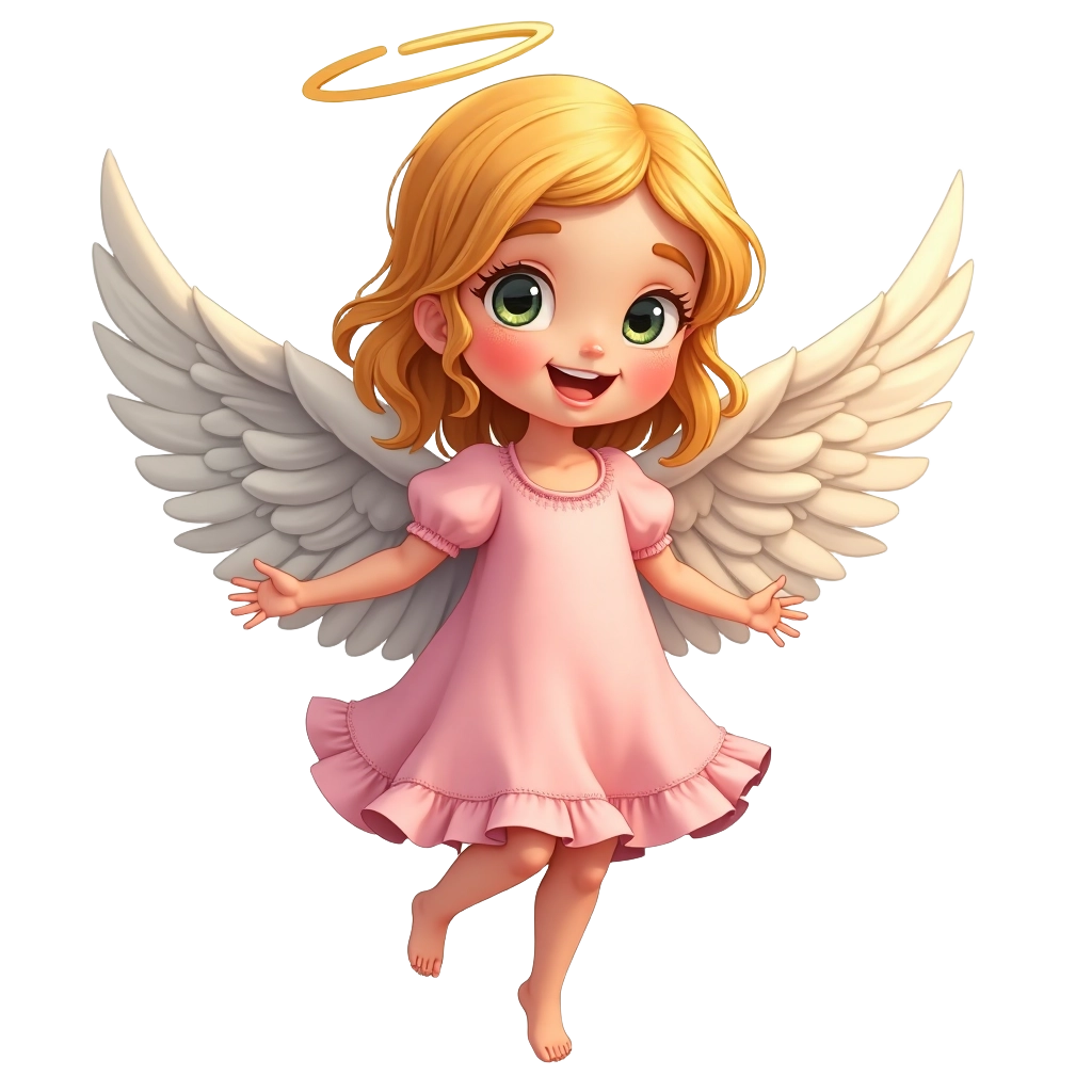 Cherubic Angel in Pink Dress