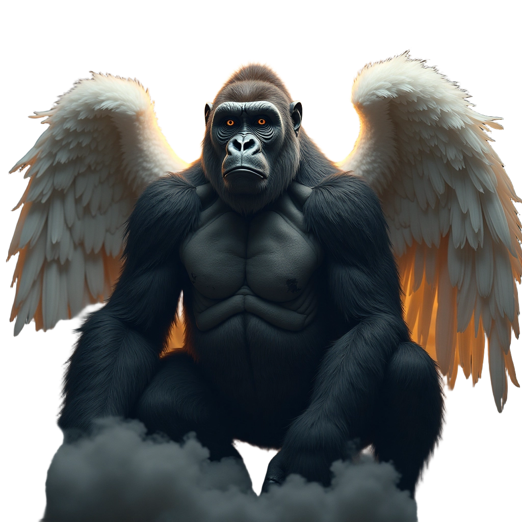 Winged Gorilla in the Clouds