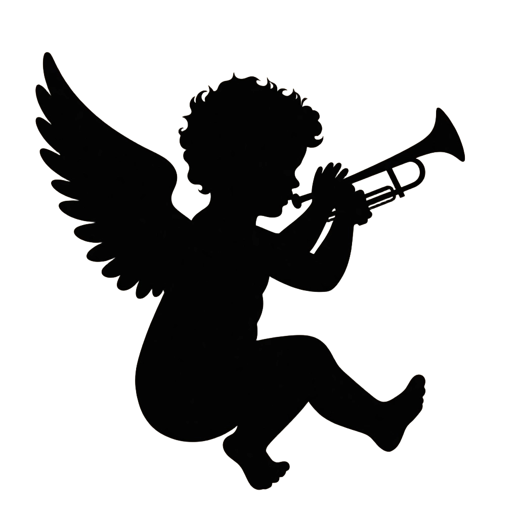 Angel with Trumpet Silhouette