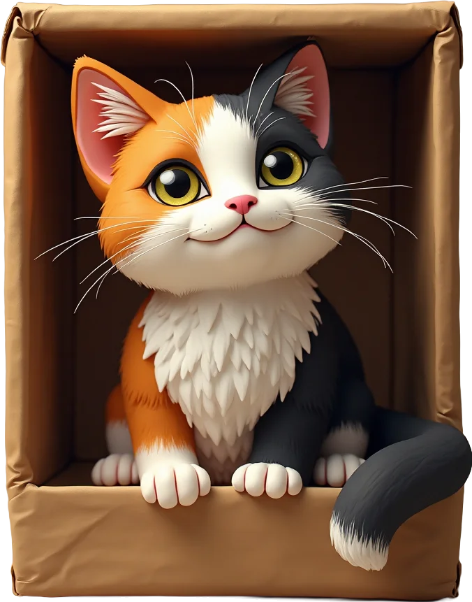 Cute Cat in a Box