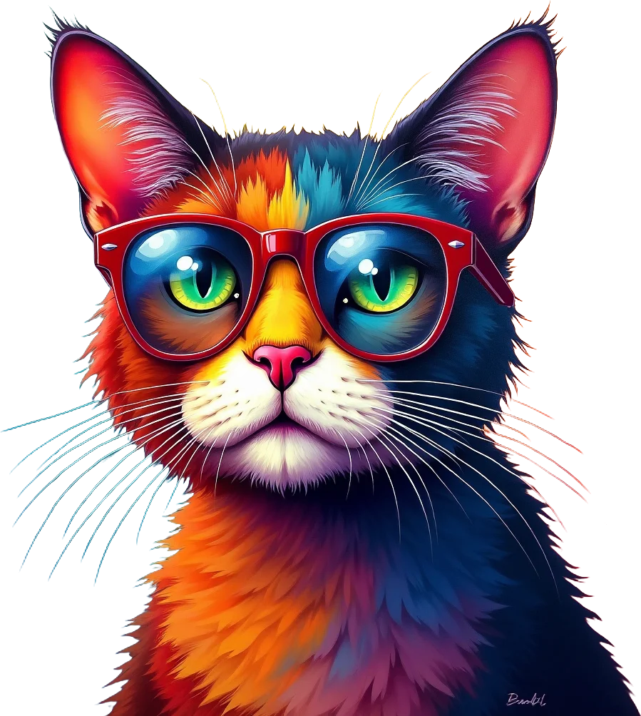 Colorful Cat in Glasses