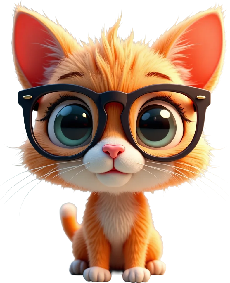 Cute Cat with Glasses