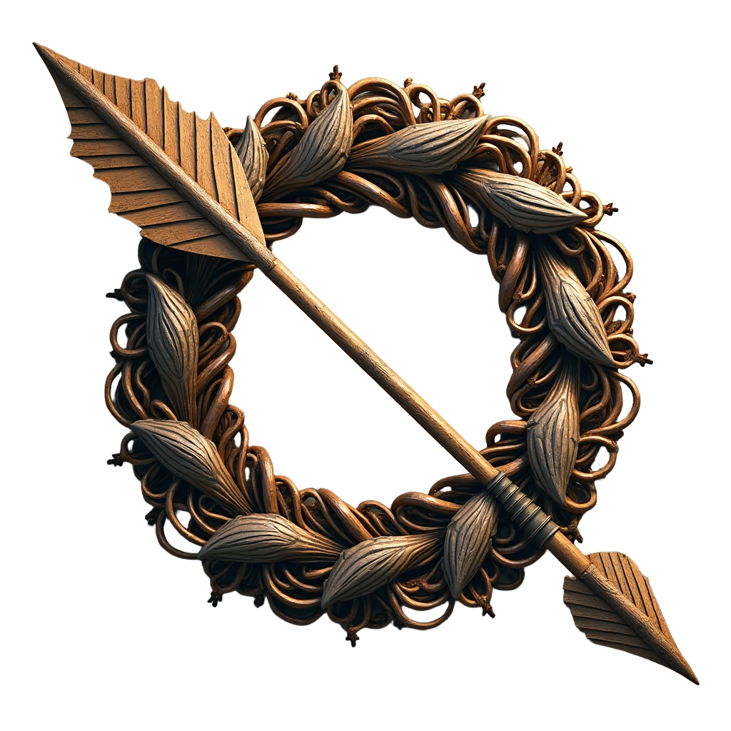 Golden Laurel Wreath and Arrow Emblem