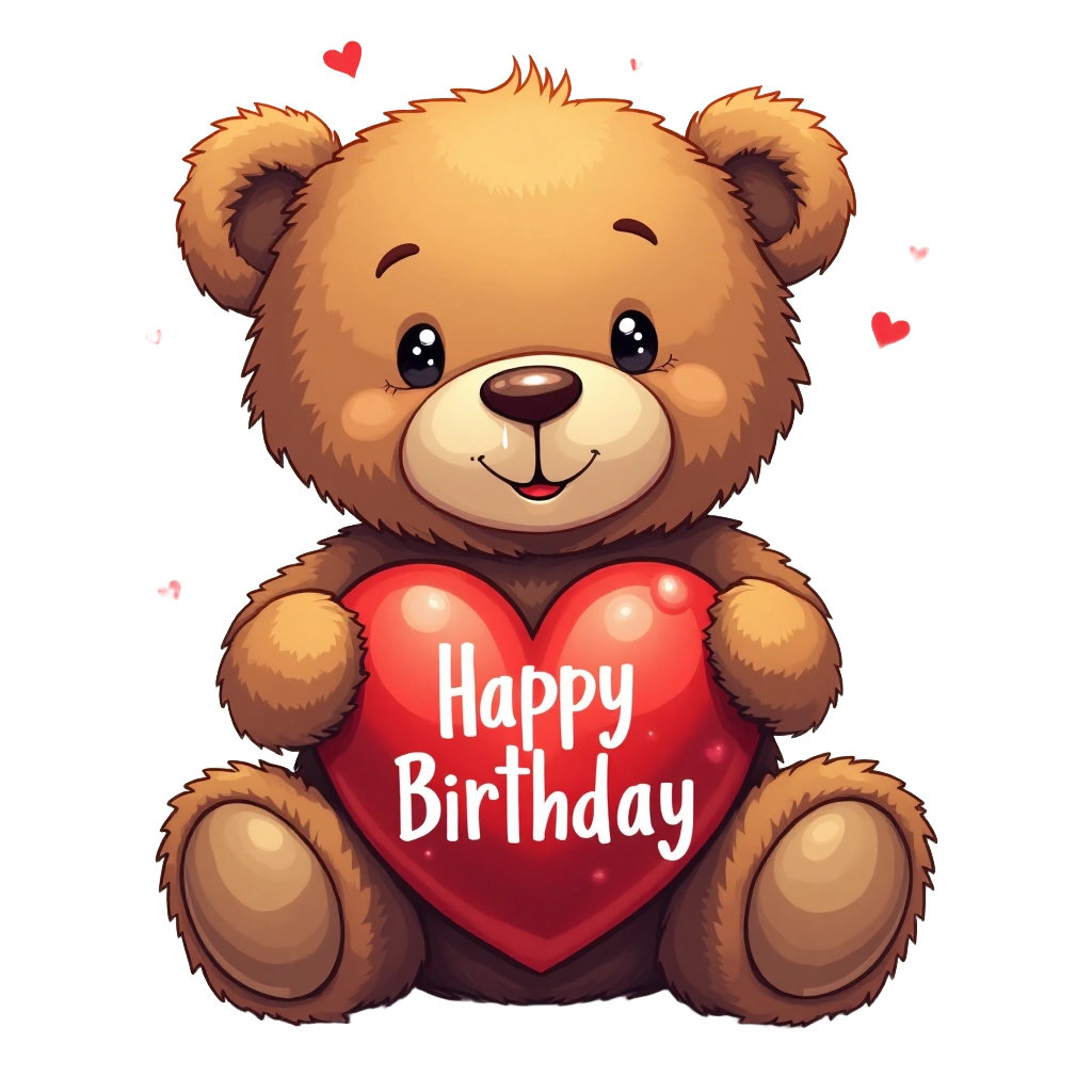 Happy Birthday Teddy Bear with Heart