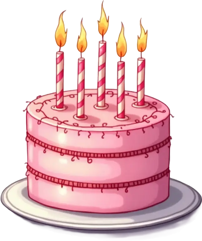 Pink Birthday Cake with Candles