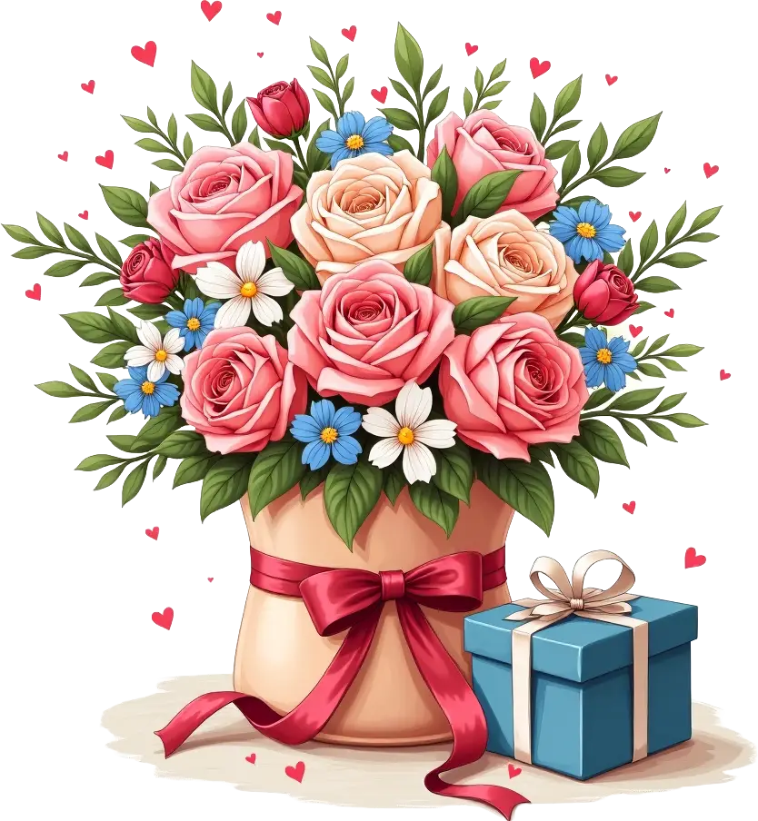 Romantic Floral Arrangement with Gift