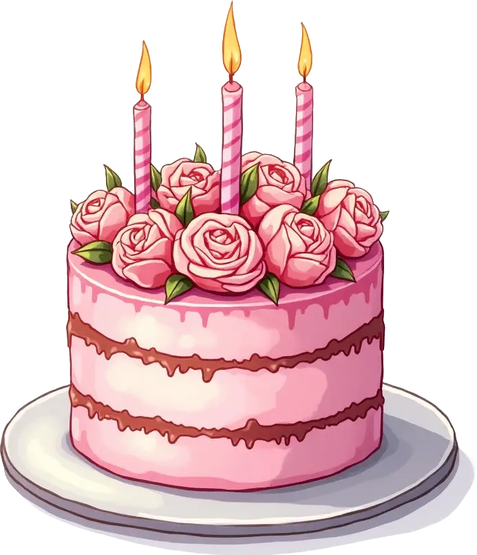 Pink Birthday Cake with Roses