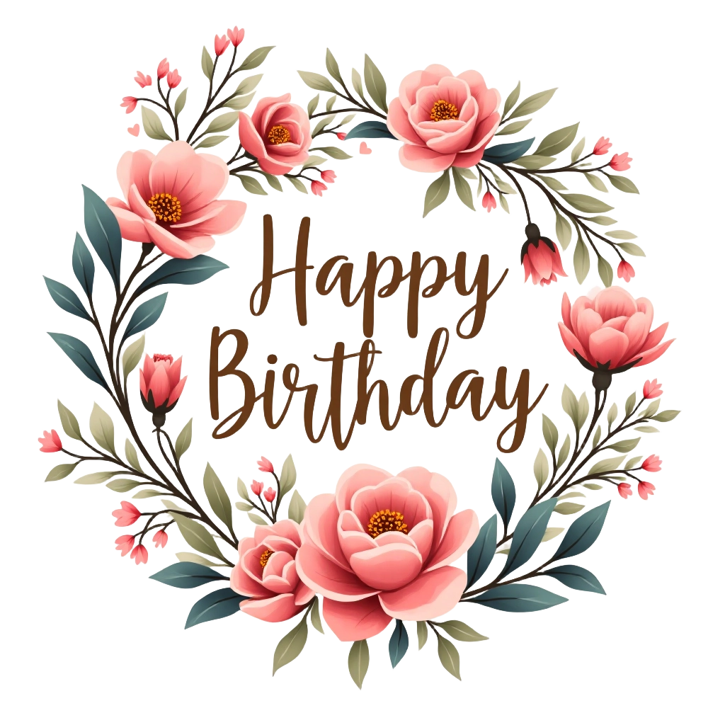 Elegant Floral Happy Birthday Wreath