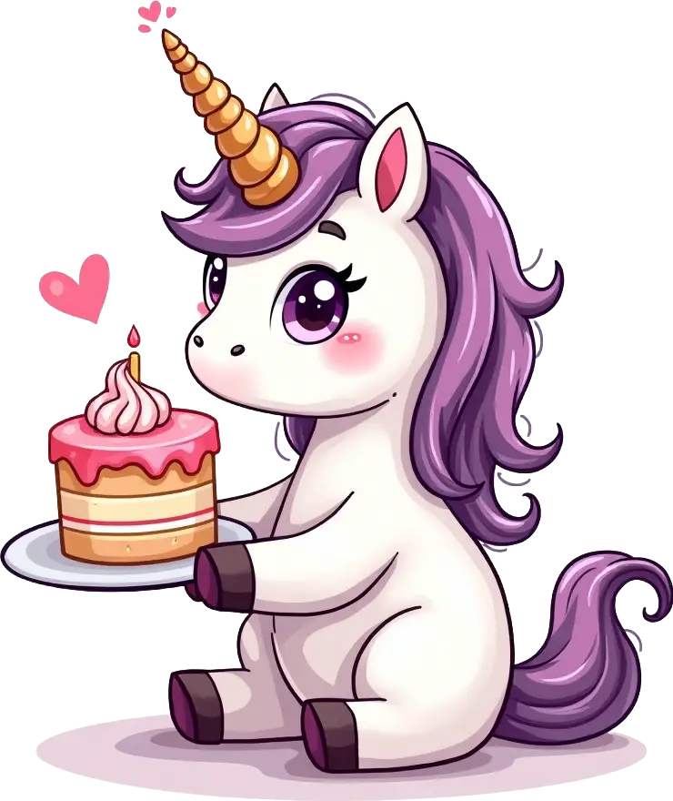 Birthday Unicorn with Cake