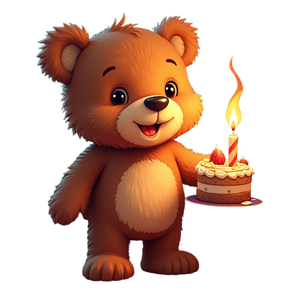 Birthday Bear with Cake