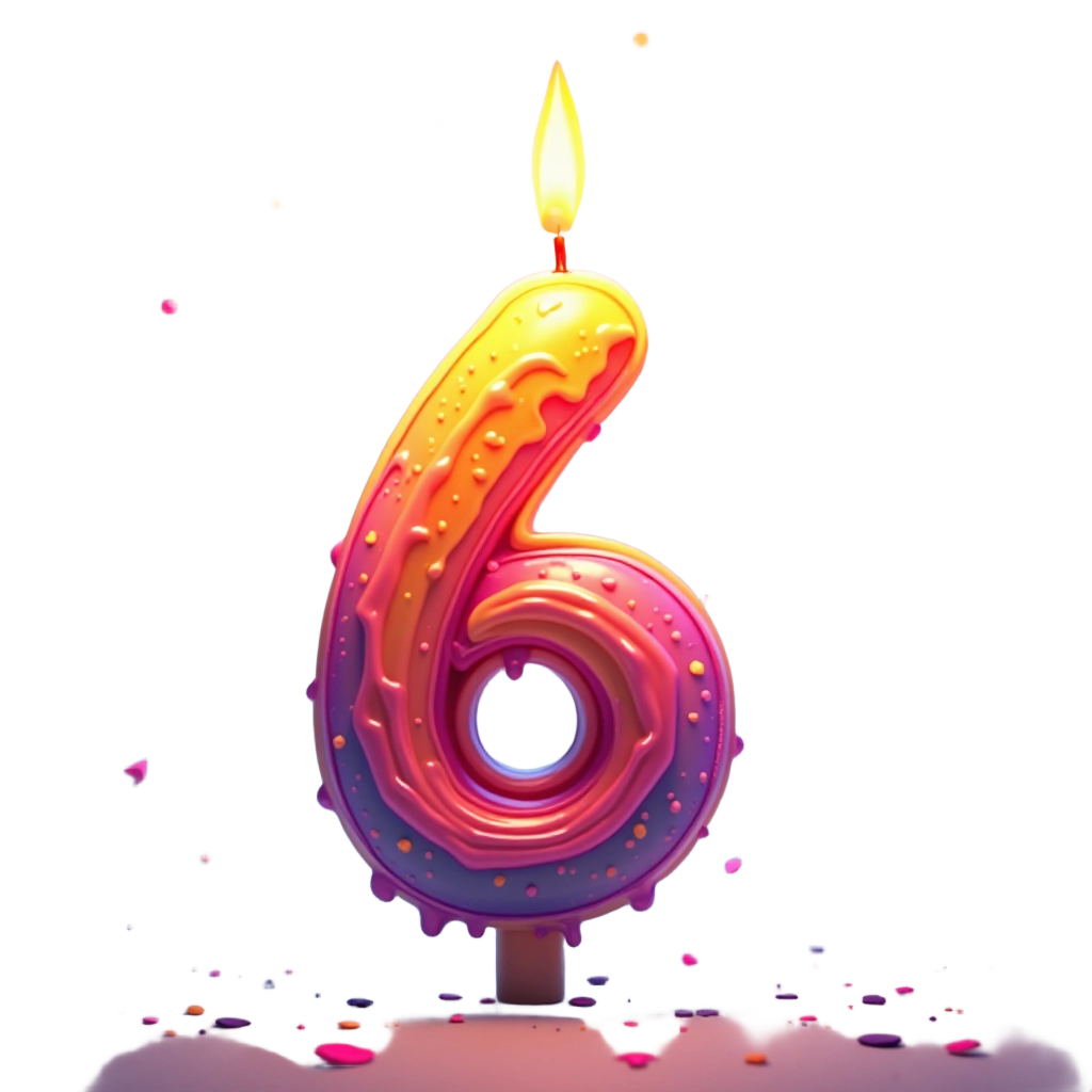 Colorful Number 6 Candle