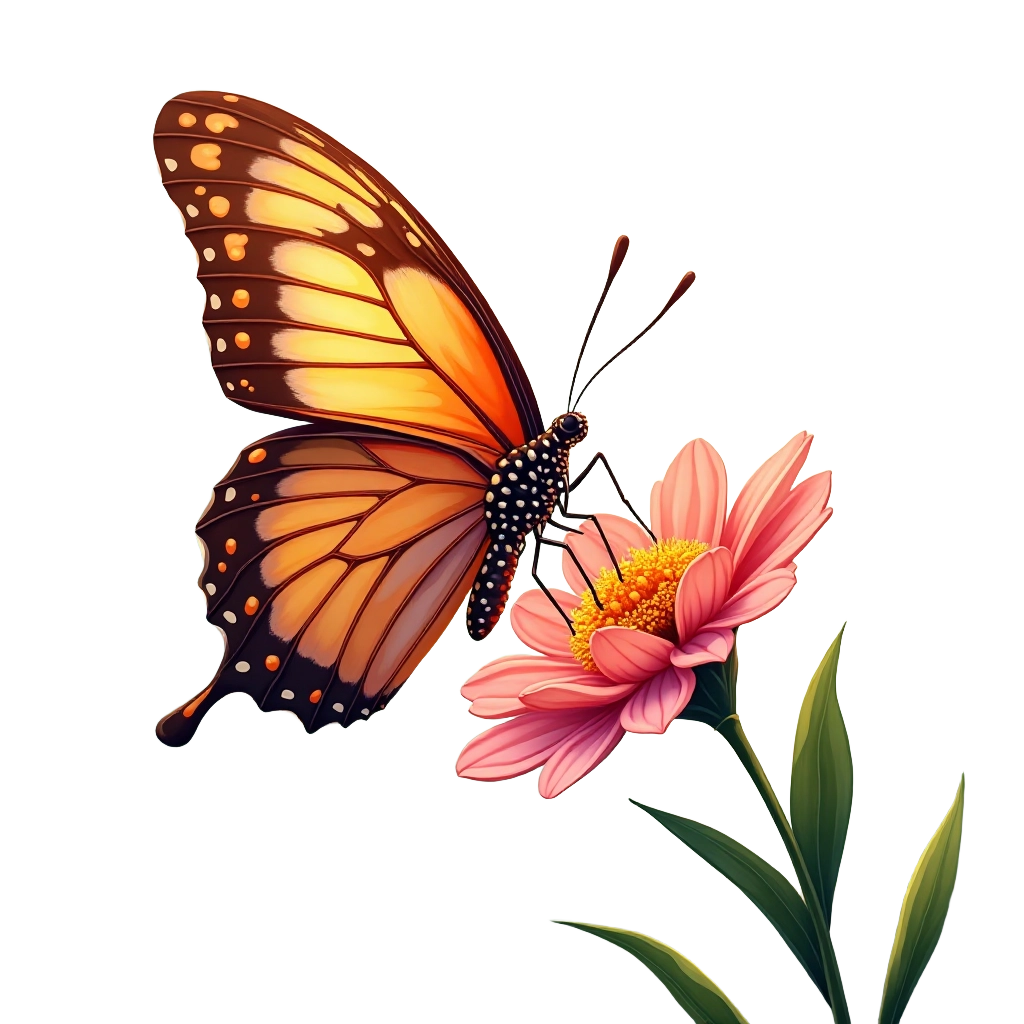 Monarch Butterfly on a Pink Flower