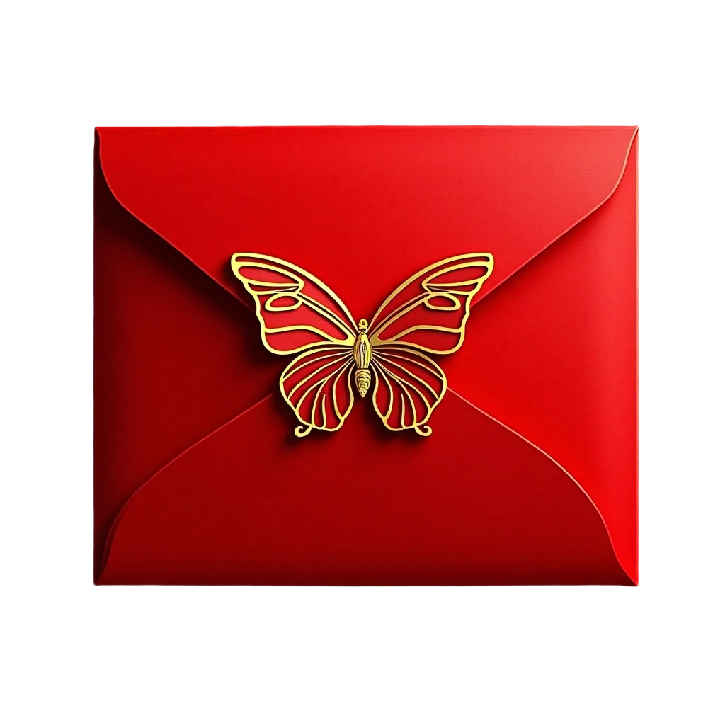 Red Envelope with Gold Butterfly Design