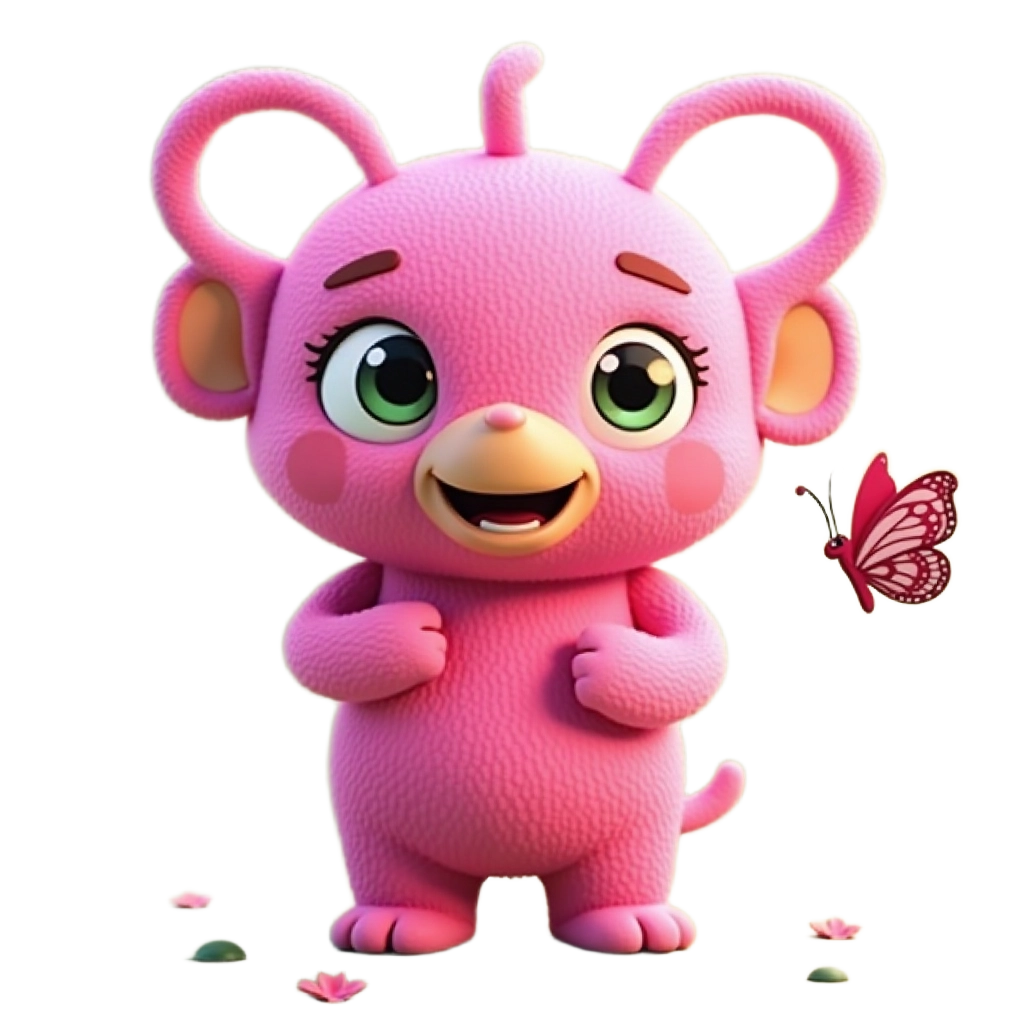 Pink Bear with Butterfly