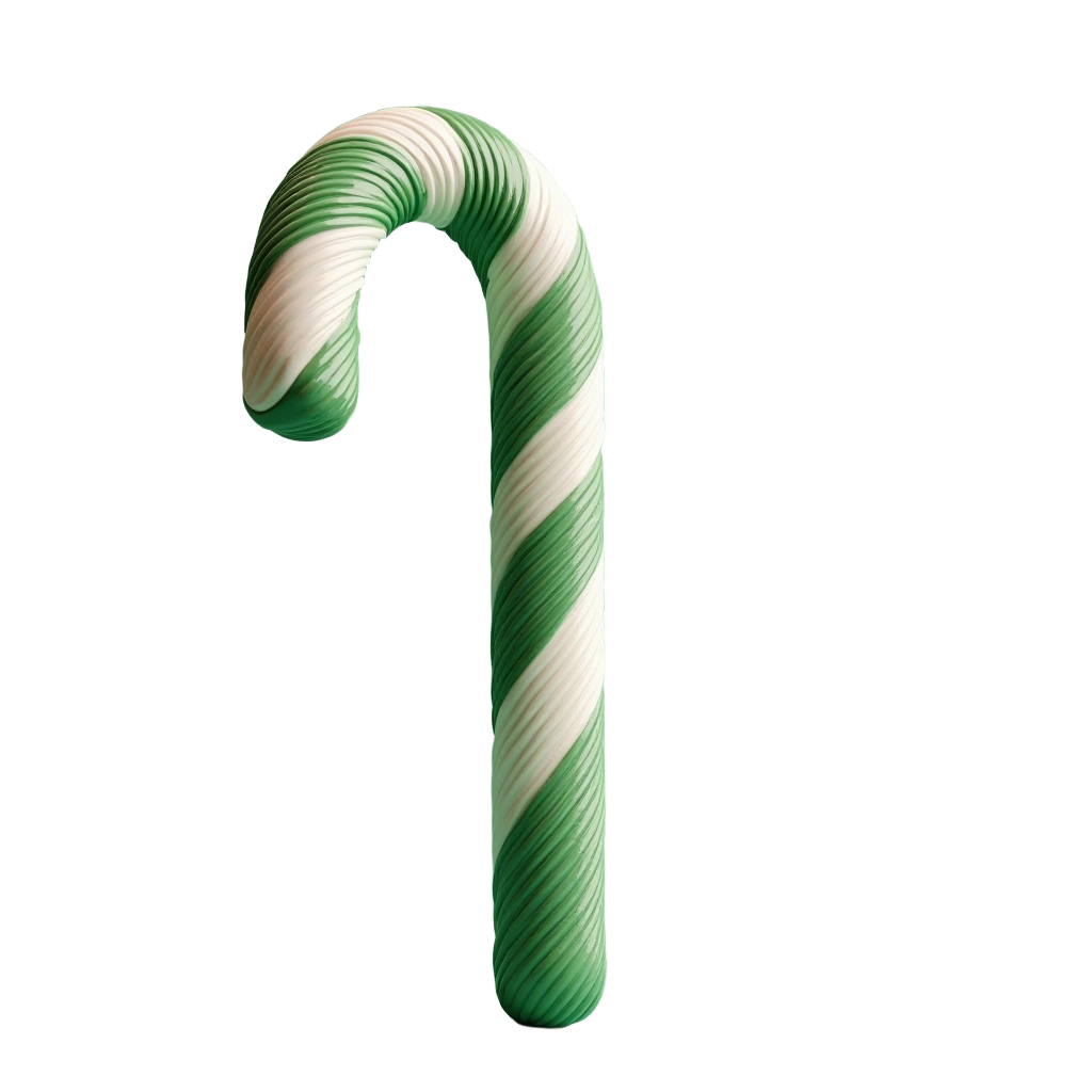 Green and White Candy Cane