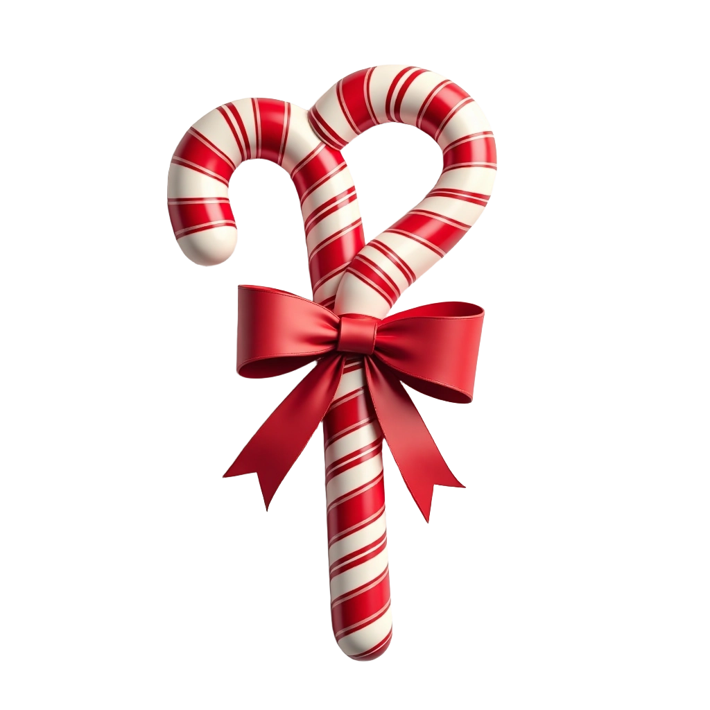 Festive Candy Cane with Red Bow