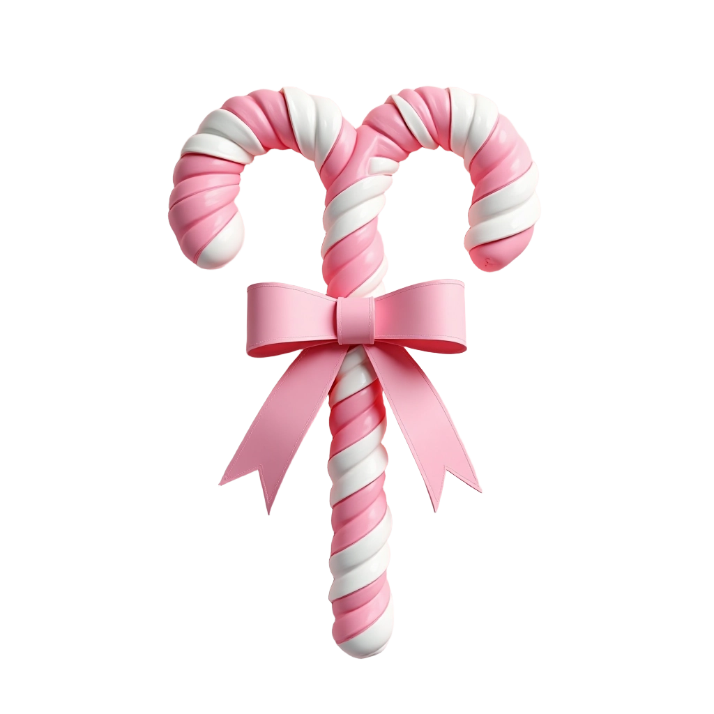 Pink and White Candy Canes with Bow