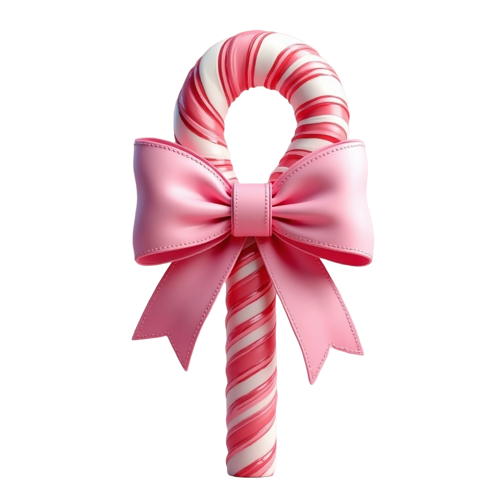 Festive Candy Cane with Pink Bow