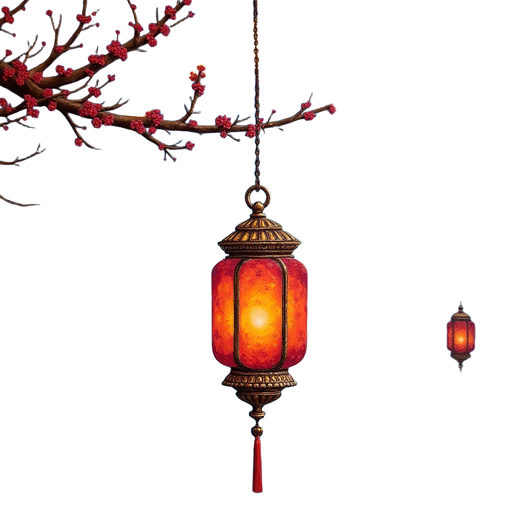 Festive Lanterns and Blossoms