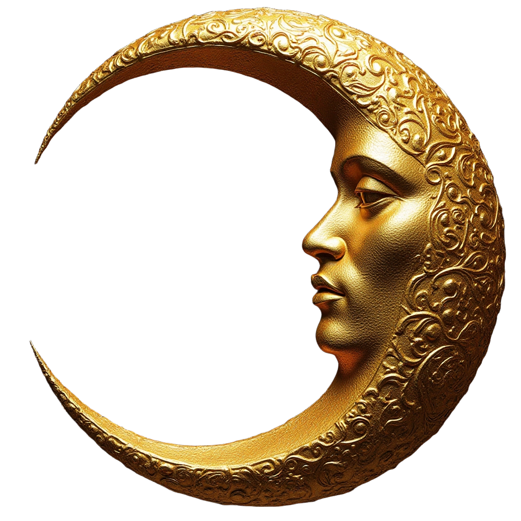 Golden Crescent Moon Sculpture