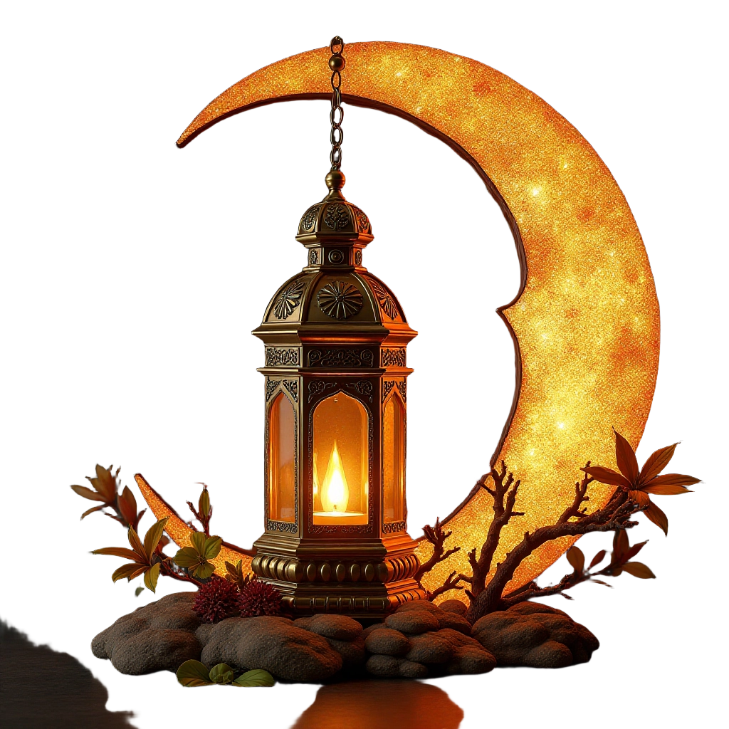 Luminous Lantern and Crescent Moon