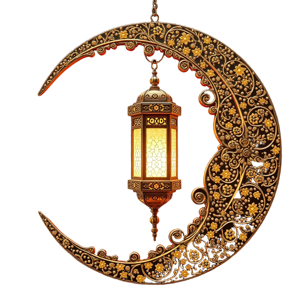 Eid Lantern and Crescent Moon