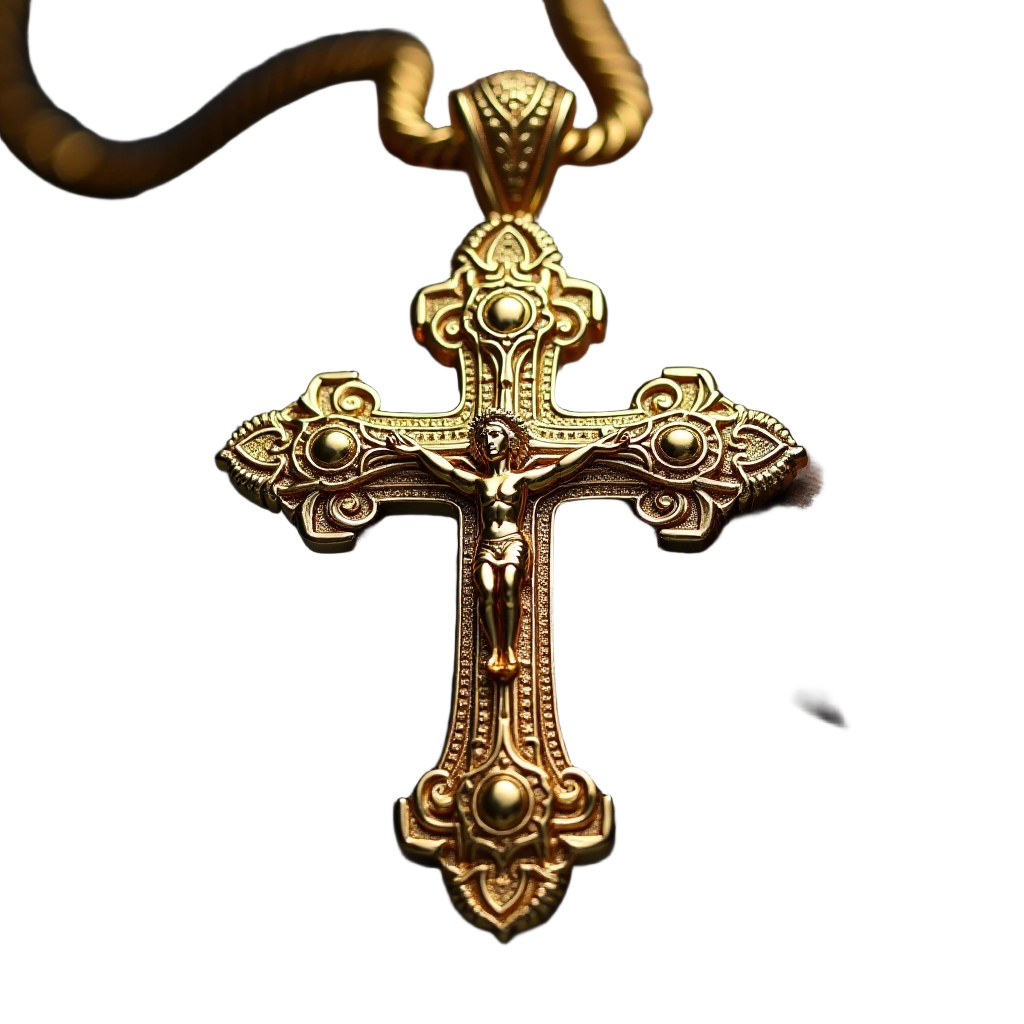 Ornate Gold Crucifix Pendant