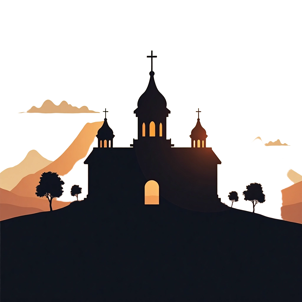 Silhouette of a Church at Dusk