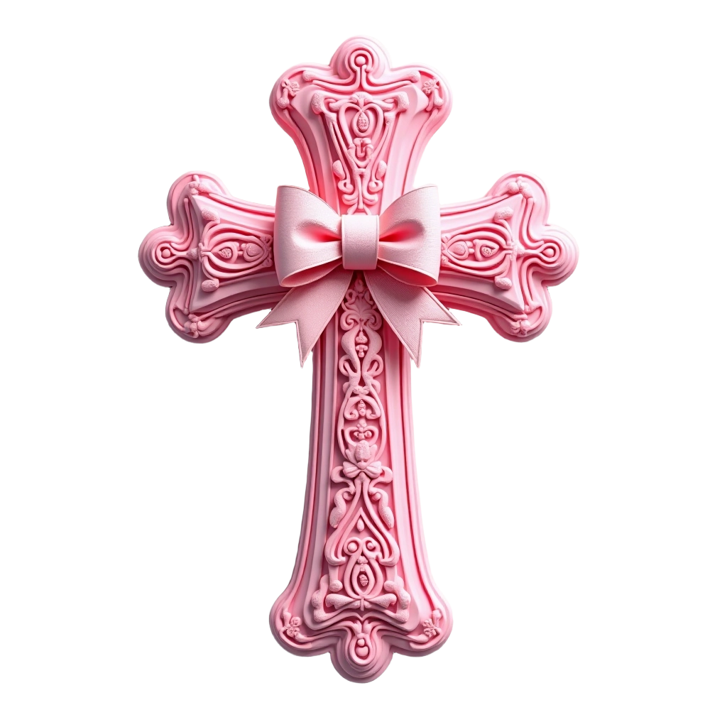 Pink Ornate Cross with Bow