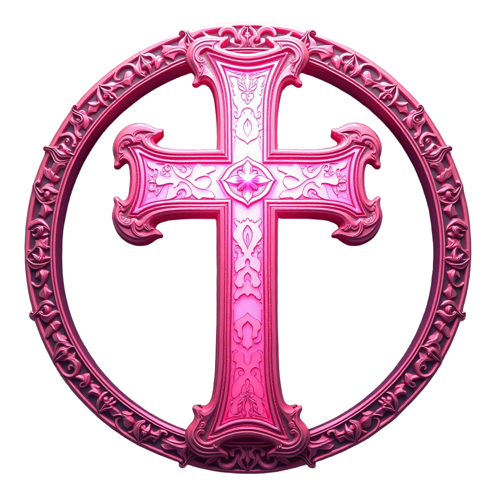 Pink Ornate Cross Emblem