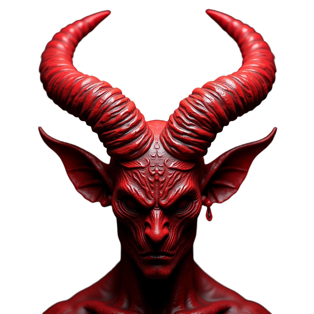 Red Horned Demon Sculpture