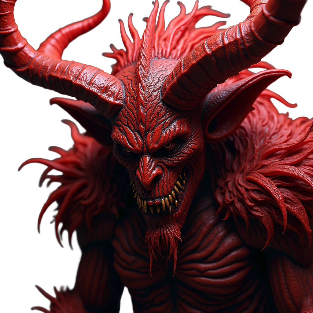 Red Horned Demon Sculpture