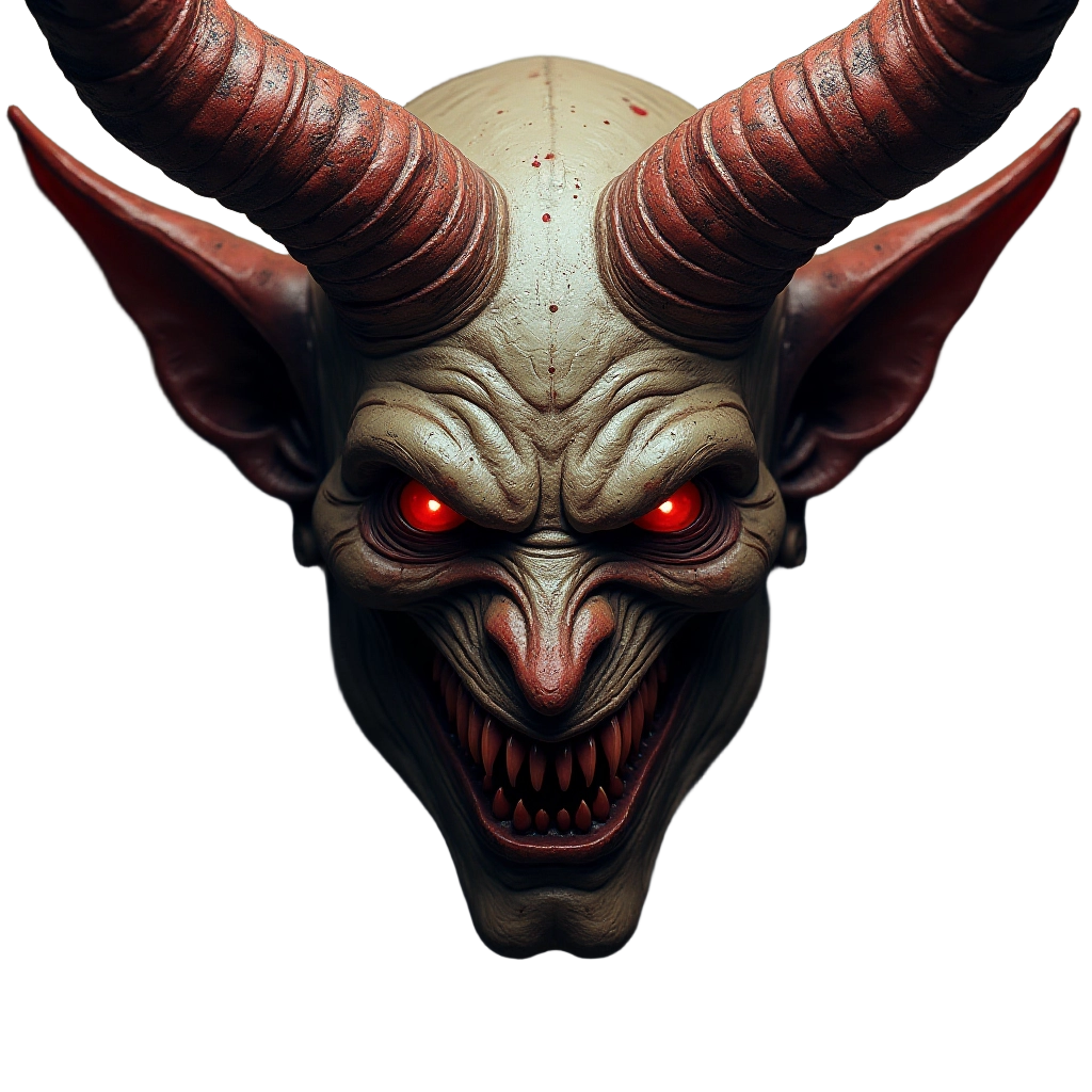 Demon with Red Eyes and Horns