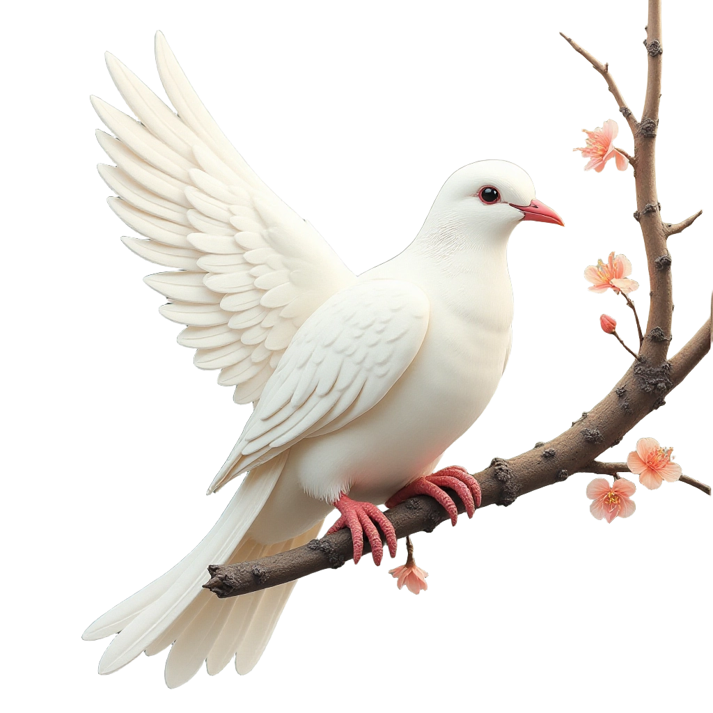 Peaceful Dove on a Blossoming Branch