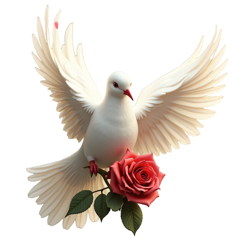 Peaceful Dove with Rose