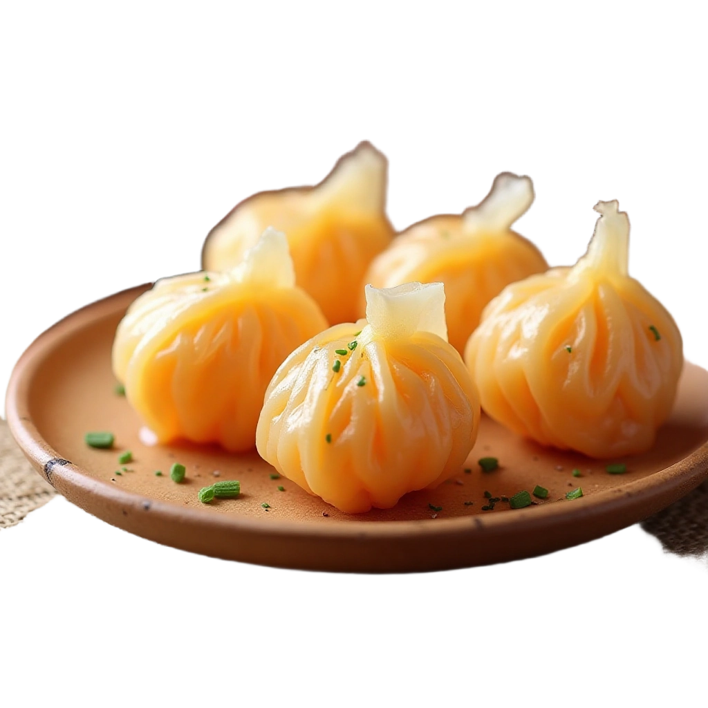 Steamed Dumplings on a Plate