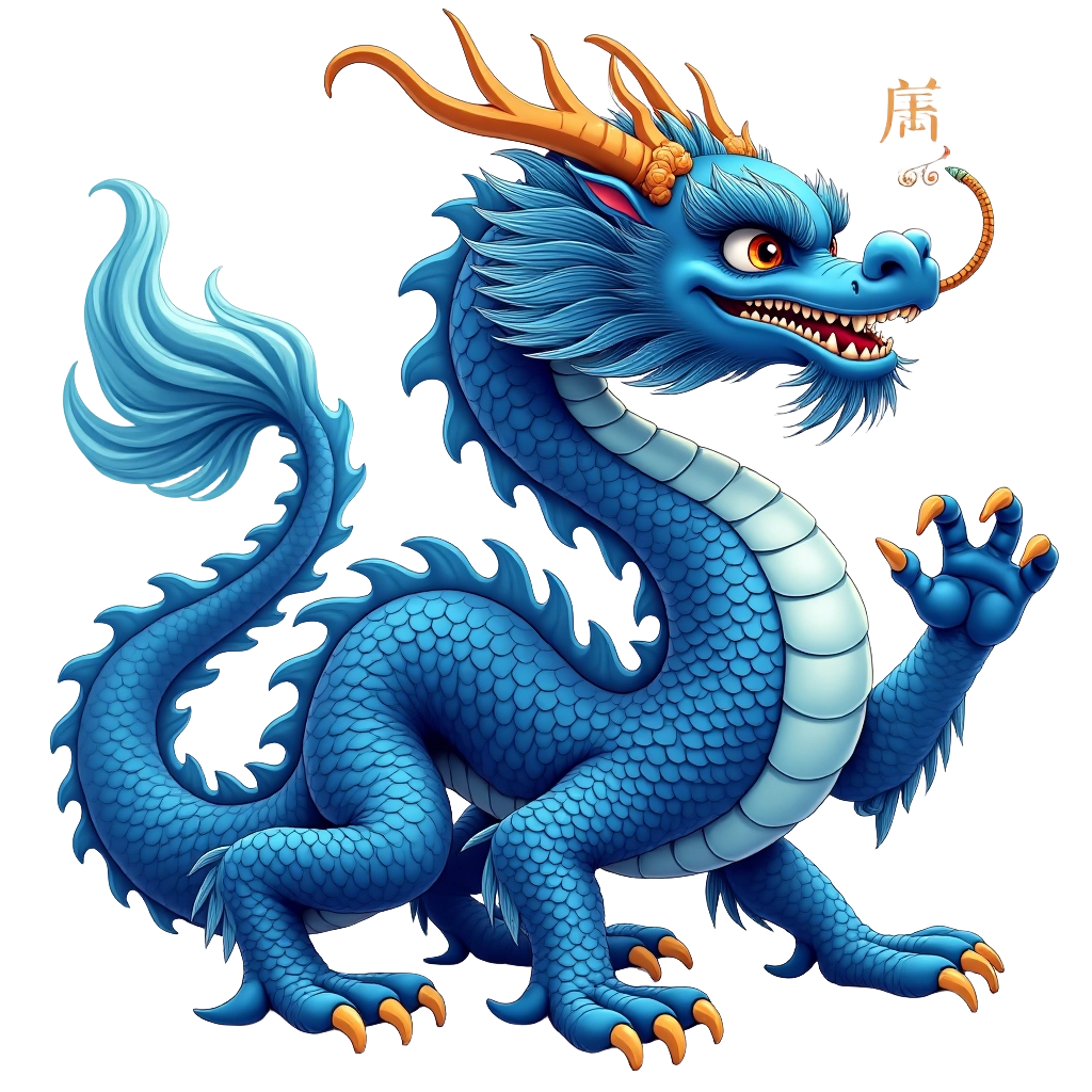 Blue Chinese Dragon Illustration