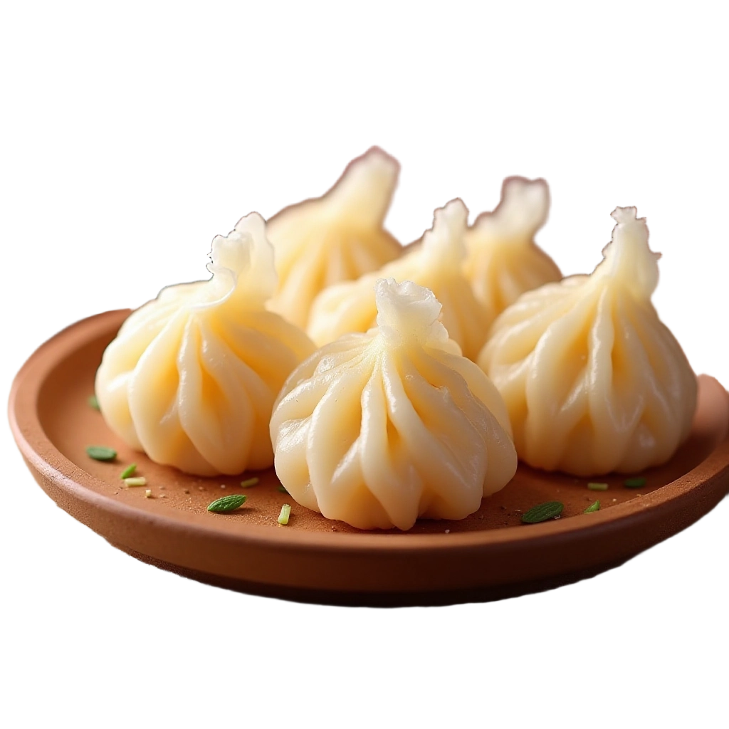 Steamed Dumplings on a Plate