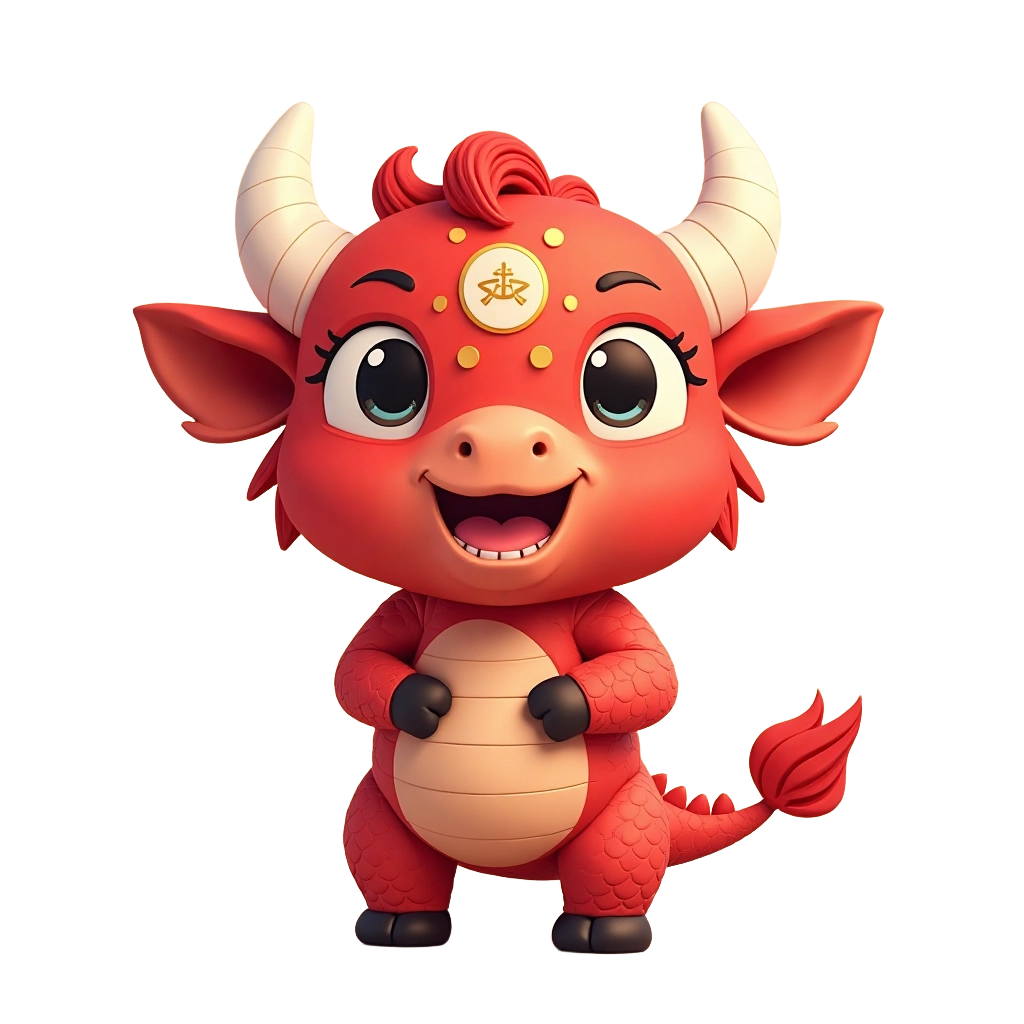 Joyful Red Dragon Character