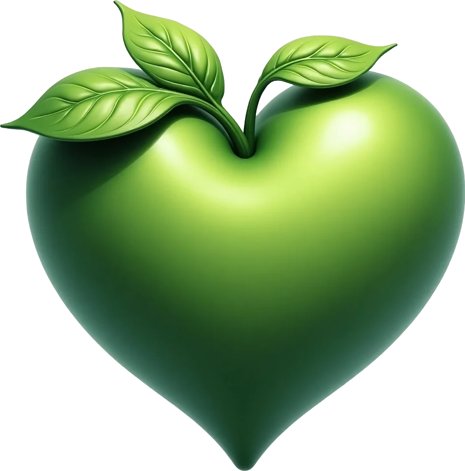 Green Heart with Leaves