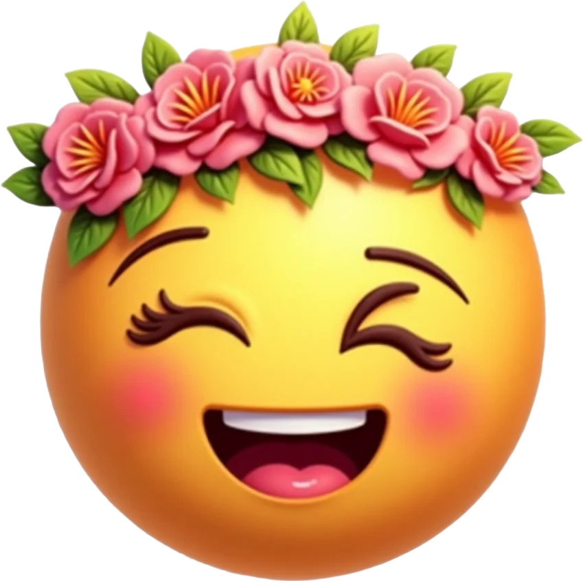 Happy Flower Crown Emoji