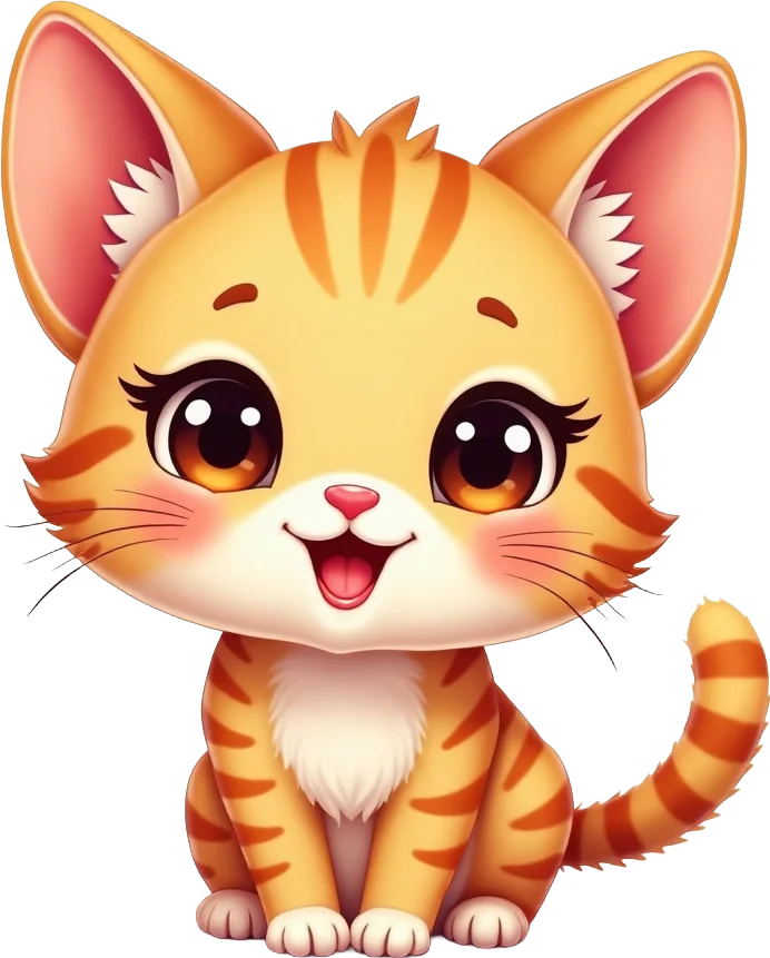 Adorable Cartoon Kitten