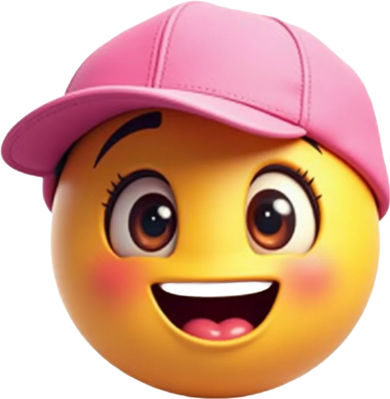 Happy Emoji with Pink Cap