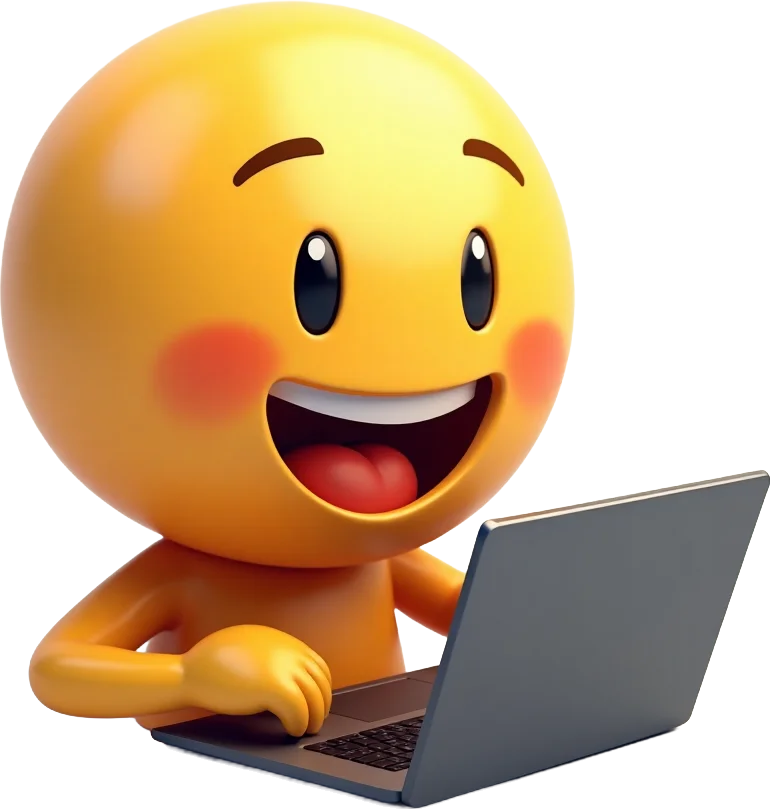 Happy Emoji with Laptop