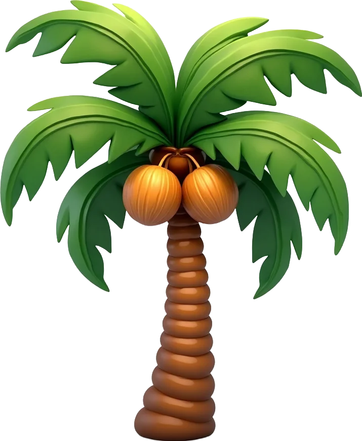 Tropical Palm Tree with Coconuts