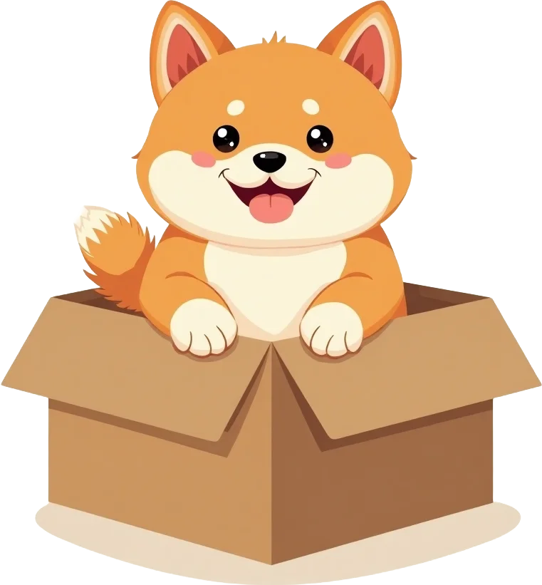 Cute Dog in a Box