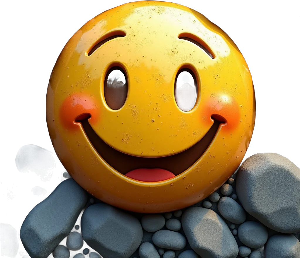 Happy Emoji on Rocks