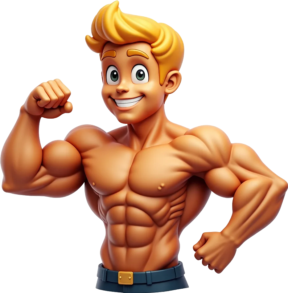 Muscular Cartoon Character Flexing