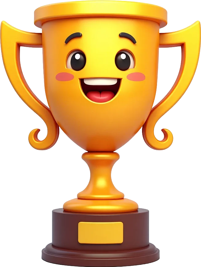 Golden Trophy with Happy Face