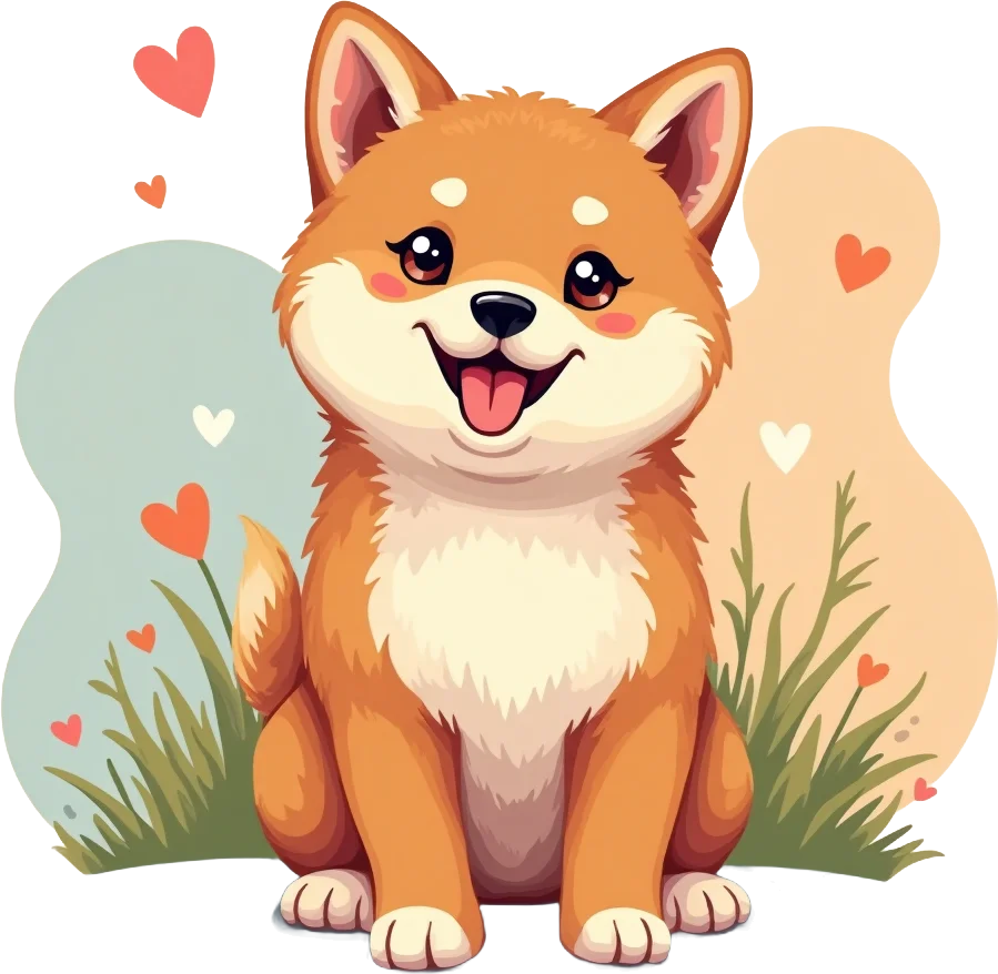 Cute Cartoon Dog with Hearts